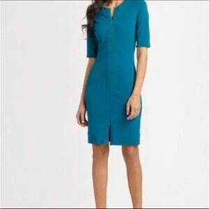 Diane von Furstenberg DVF Blue Zip Dress Size 6 Convertible Front Zip Minimilist